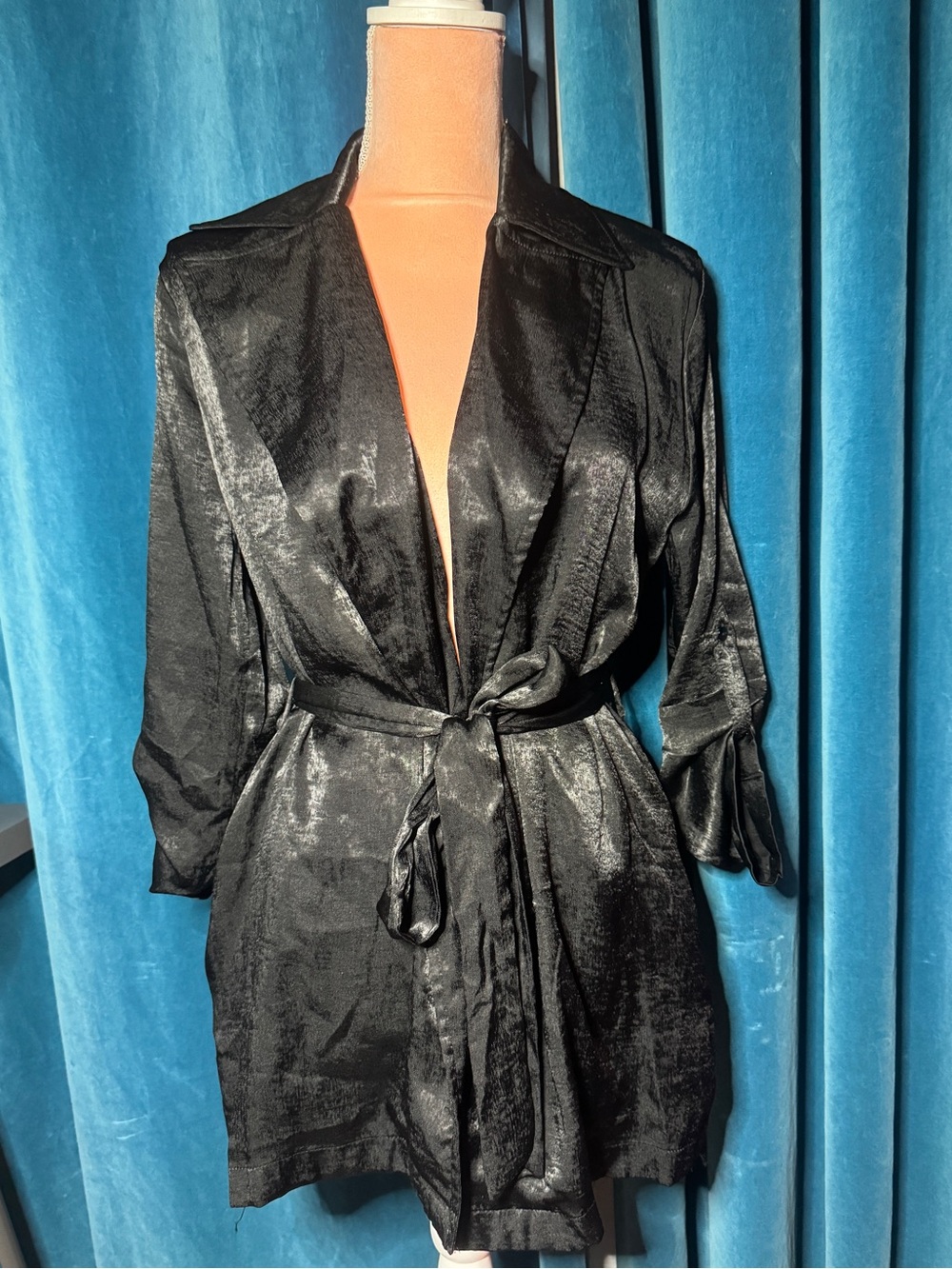 Black Satin Robe Wrap